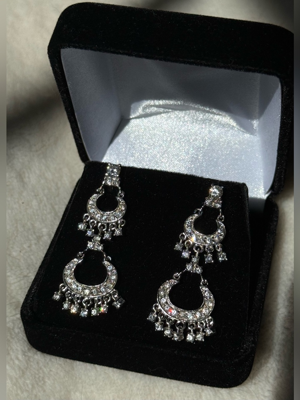 Vintage Rhinestone Chandelier Earrings